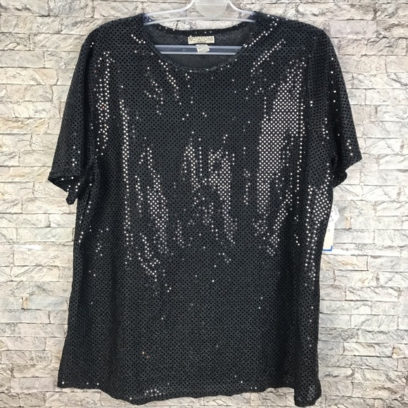 Notations Tops - NOTATIONS NWT SIZE 1X BLOUSE-SHORT SLEEVE-SEQUINS